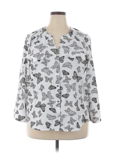 Pre-owned Adrienne Vittadini 3/4 Sleeve Blouse In White