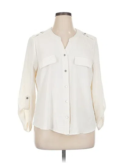 Pre-owned Adrienne Vittadini 3/4 Sleeve Blouse In White