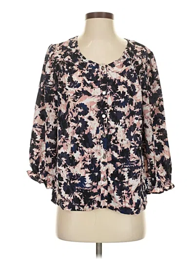 Pre-owned Adrienne Vittadini 3/4 Sleeve Blouse In White