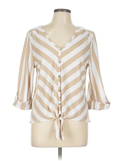 Pre-owned Adrienne Vittadini 3/4 Sleeve Blouse In White