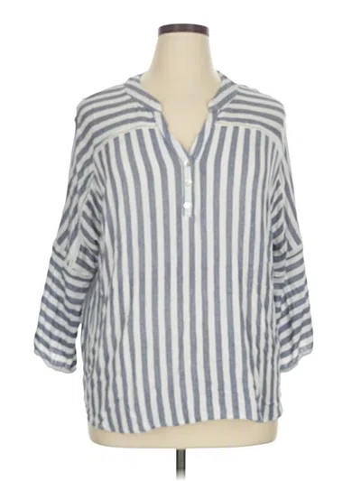 Pre-owned Adrienne Vittadini 3/4 Sleeve Blouse In White