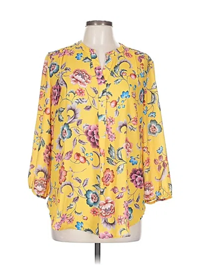 Pre-owned Adrienne Vittadini 3/4 Sleeve Blouse In Yellow