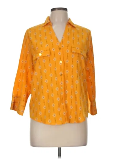 Pre-owned Adrienne Vittadini 3/4 Sleeve Blouse In Yellow