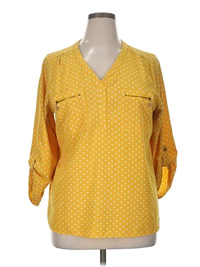 Pre-owned Adrienne Vittadini 3/4 Sleeve Blouse In Yellow