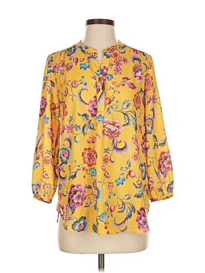 Pre-owned Adrienne Vittadini 3/4 Sleeve Blouse In Yellow
