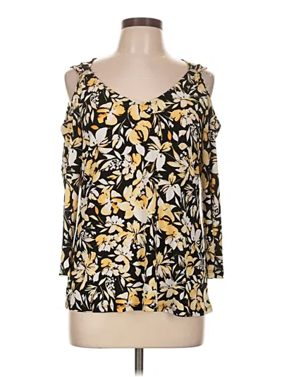 Pre-owned Adrienne Vittadini 3/4 Sleeve Blouse In Yellow