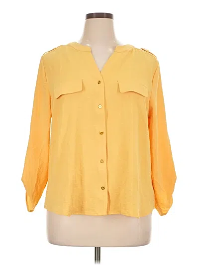 Adrienne Vittadini 3/4 Sleeve Blouse In Yellow