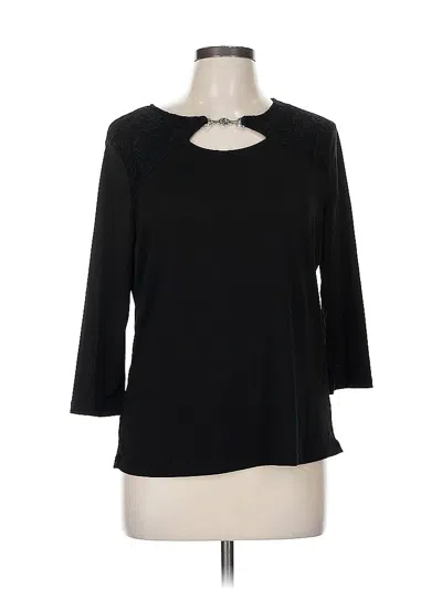 Pre-owned Adrienne Vittadini 3/4 Sleeve Top Black Keyhole Neckline Tops