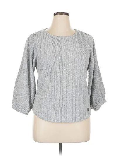 Pre-owned Adrienne Vittadini 3/4 Sleeve Top Gray Boatneck Tops