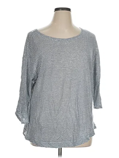 Pre-owned Adrienne Vittadini 3/4 Sleeve Top Gray Boatneck Tops