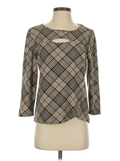 Pre-owned Adrienne Vittadini 3/4 Sleeve Top Gray Square Neckline Tops