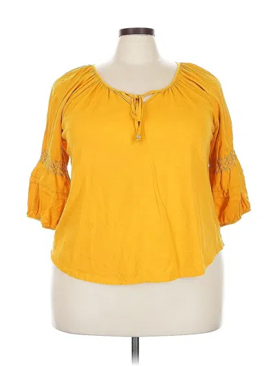 Pre-owned Adrienne Vittadini 3/4 Sleeve Top Orange Keyhole Neckline Tops