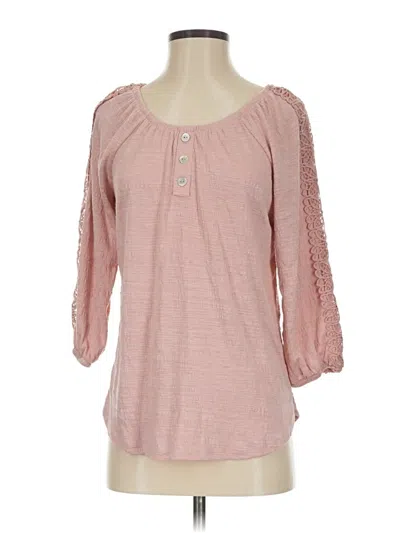 Pre-owned Adrienne Vittadini 3/4 Sleeve Top Pink Scoop Neck Tops