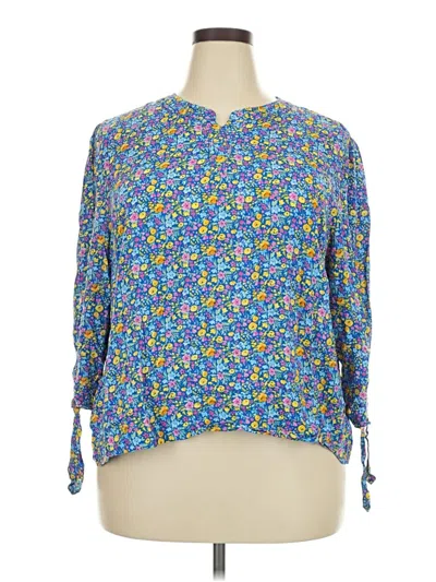 Pre-owned Adrienne Vittadini 3/4 Sleeve T-shirt In Blue