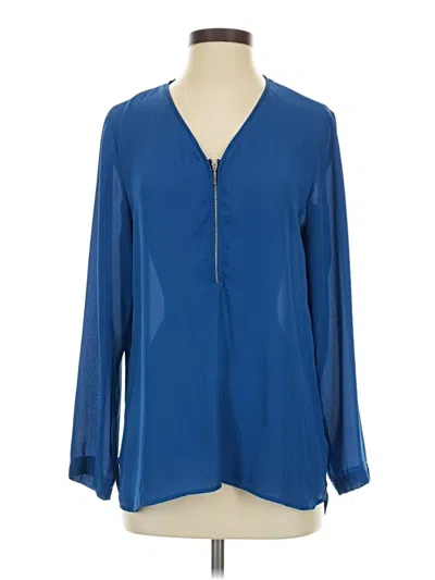 Pre-owned Adrienne Vittadini 3/4 Sleeve T-shirt In Blue