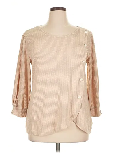 Pre-owned Adrienne Vittadini 3/4 Sleeve T-shirt In Brown