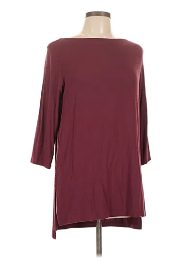 Pre-owned Adrienne Vittadini 3/4 Sleeve T-shirt In Burgundy