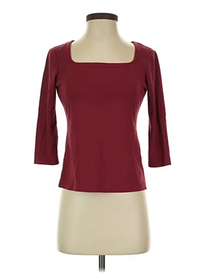 Pre-owned Adrienne Vittadini 3/4 Sleeve T-shirt In Burgundy