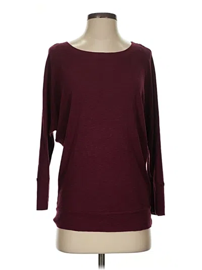 Pre-owned Adrienne Vittadini 3/4 Sleeve T-shirt In Burgundy