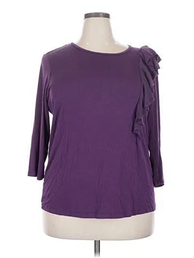 Pre-owned Adrienne Vittadini 3/4 Sleeve T-shirt In Purple