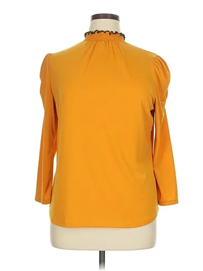 Pre-owned Adrienne Vittadini 3/4 Sleeve T-shirt In Yellow