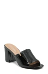 Adrienne Vittadini Abstract Block Heel Sandal In Black Pat