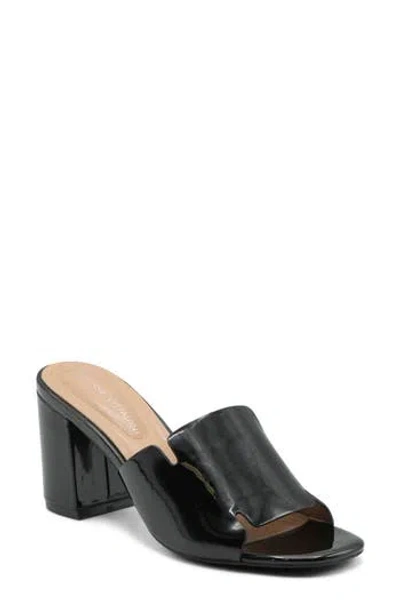 Adrienne Vittadini Abstract Block Heel Sandal In Black Pat