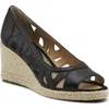 Adrienne Vittadini Brea Cut Out Espadrille Wedge Sandal In Black
