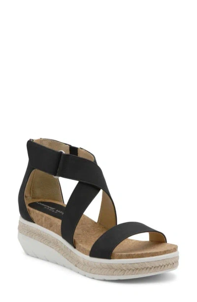 Adrienne Vittadini Cape Ann Jute Platform Sandal In Black