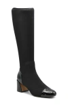 Adrienne Vittadini Capri Cap Toe Knee High Boot In Black Knit