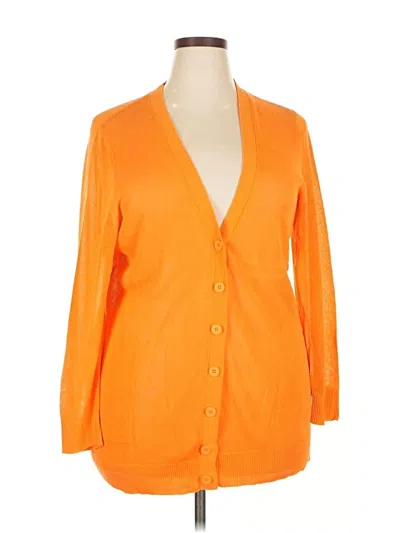Pre-owned Adrienne Vittadini Cardigan Sweater In Orange