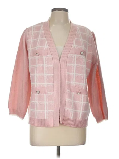 Pre-owned Adrienne Vittadini Cardigan Sweater In Pink