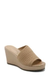 Adrienne Vittadini Cheery Wedge Sandal In Beige Pearl