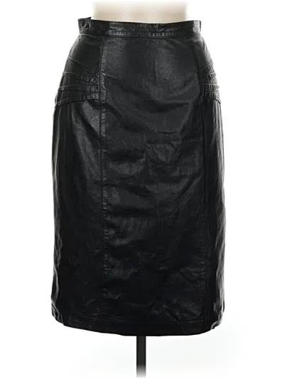 Pre-owned Adrienne Vittadini Faux Leather Skirt In Black