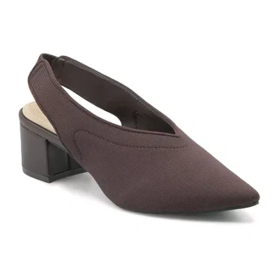 Adrienne Vittadini Gotham Womens Pointed Closed Toe Block Heel Pumps In Brown