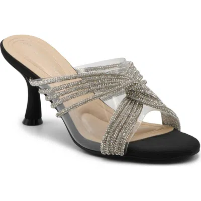 Adrienne Vittadini Groove Embellished Mule In Clear Black