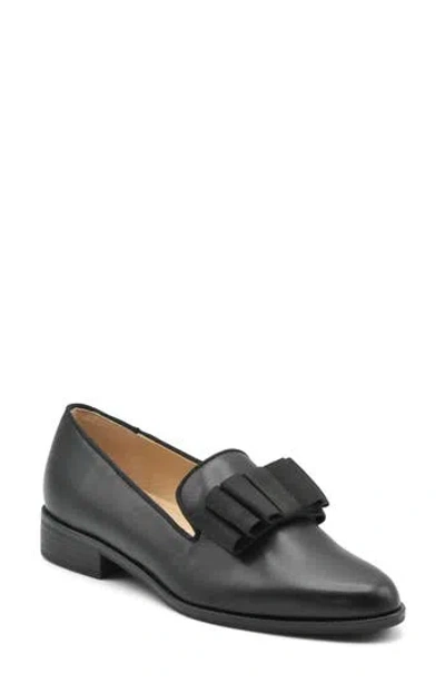Adrienne Vittadini Hachi Grosgrain Bow Loafer In Black Smooth