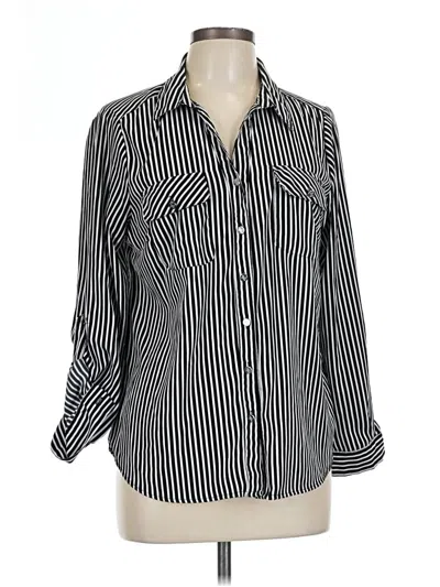Pre-owned Adrienne Vittadini Long Sleeve Blouse In Black