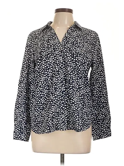 Pre-owned Adrienne Vittadini Long Sleeve Blouse In Black
