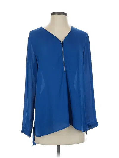 Pre-owned Adrienne Vittadini Long Sleeve Blouse In Blue