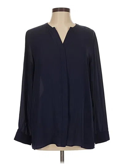 Pre-owned Adrienne Vittadini Long Sleeve Blouse In Blue