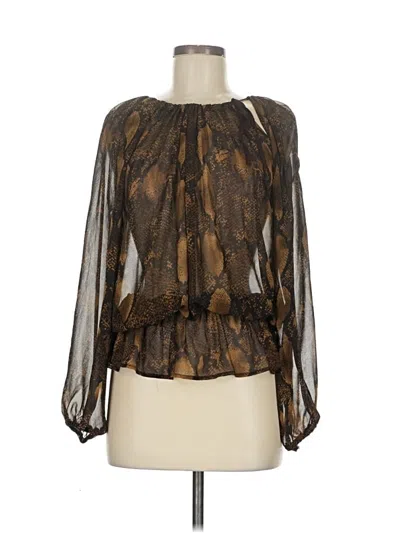 Pre-owned Adrienne Vittadini Long Sleeve Blouse In Brown