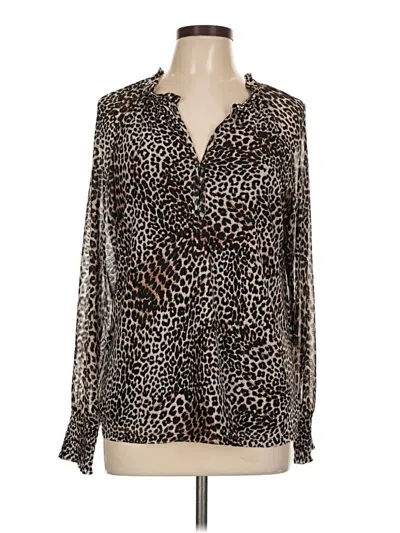 Pre-owned Adrienne Vittadini Long Sleeve Blouse In Brown