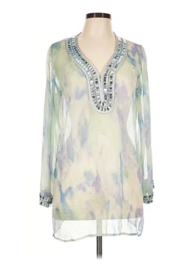 Pre-owned Adrienne Vittadini Long Sleeve Blouse In Green
