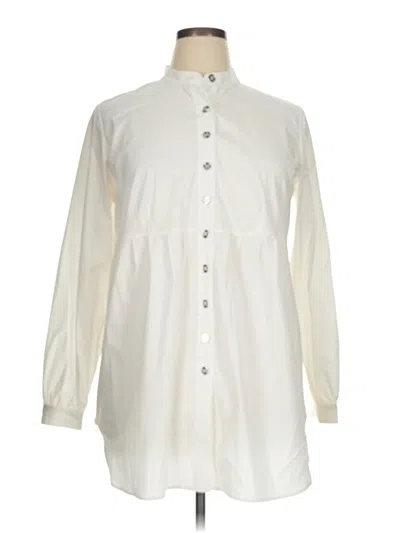 Pre-owned Adrienne Vittadini Long Sleeve Blouse In Ivory
