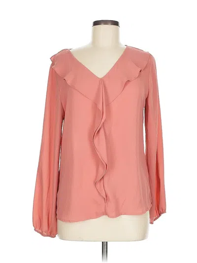Pre-owned Adrienne Vittadini Long Sleeve Blouse In Pink