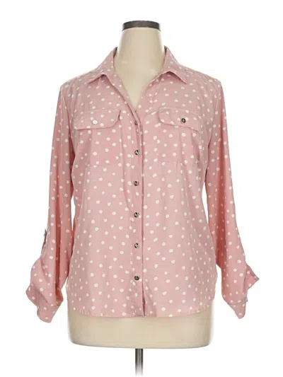 Pre-owned Adrienne Vittadini Long Sleeve Blouse In Pink