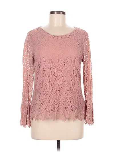 Pre-owned Adrienne Vittadini Long Sleeve Blouse In Pink