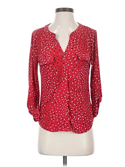 Pre-owned Adrienne Vittadini Long Sleeve Blouse In Red