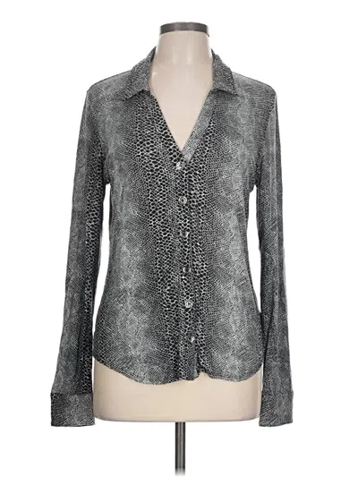 Pre-owned Adrienne Vittadini Long Sleeve Blouse In Silver
